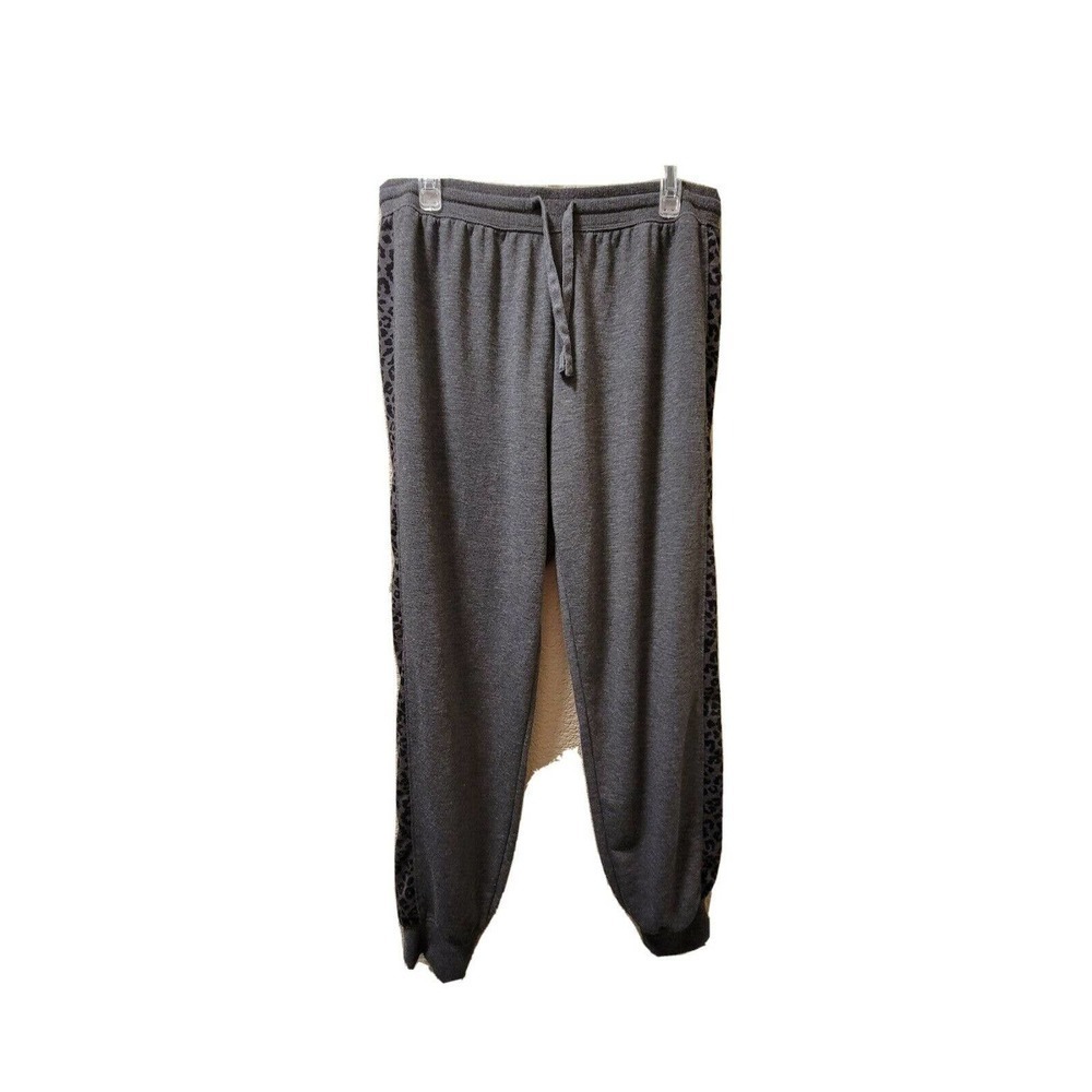Splendid Womens Gray Joggers, Animal Print Detail Down The Side Size Medium